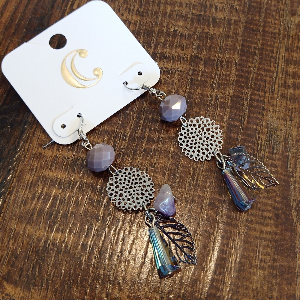 Purple Statement Earrings - Picture 2 of 3